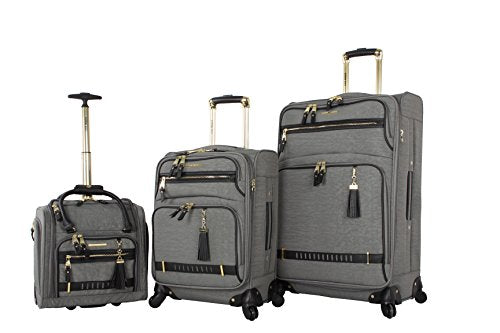 Steve Madden Designer Luggage Collection - 3 Piece Softside Expandable Lightweight Spinner Suitcase Set - Travel Set Includes 20 inch Carry On, 24