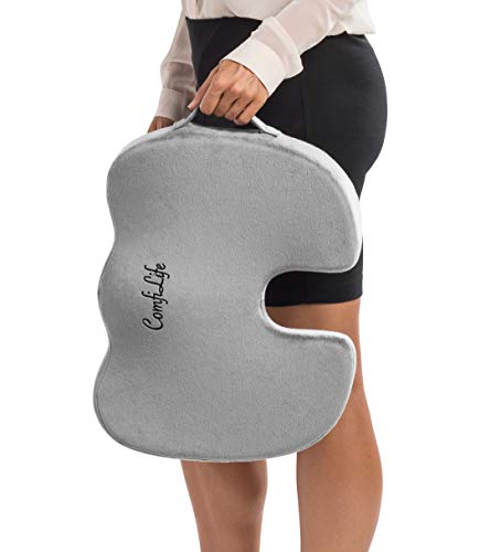 Memory Foam Seat Cushion,Lower Back Support,Chair Pillow for Sciatica,  Coccyx, Back & Tailbone Pain Relief - Orthopedic Chair Pad for Support in