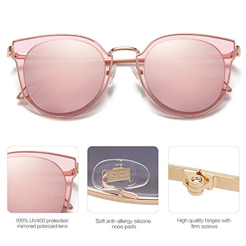 Sojos Women's Cat Eye Mirrored Sunglasses