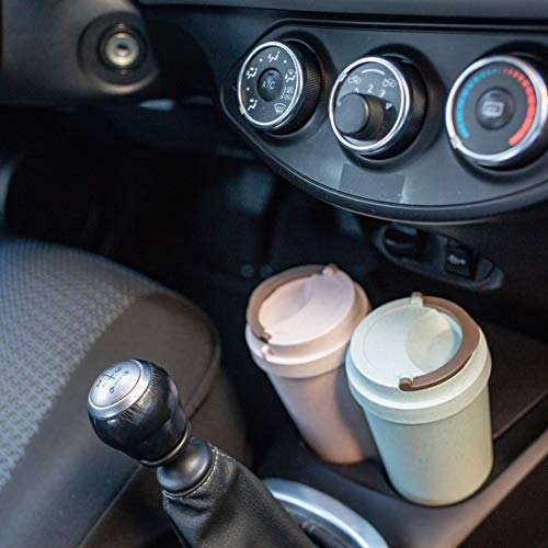 Rice Husk Fibre, BPA-Free, Double Wall Insulation Reusable Coffee Cups,  On-The-Go Travel Mug, Screw Tight Lid, Textured Grip, Ultra Lightweight 