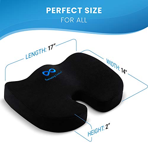 Everlasting Comfort Memory Foam Seat Cushion and Lumbar Support Pillow  Combo - Gel Infused and Ventilated Office Desk Chair and Car Tailbone,  Coccyx, Sciatica, Back Pain Relief Orthopedic Pad (Black) price in