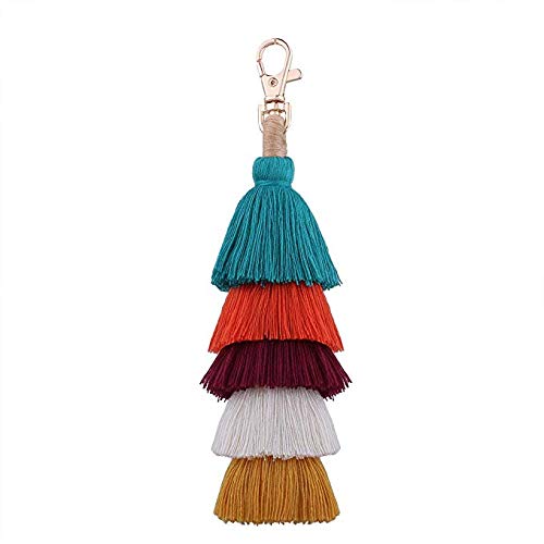 I-BOSOM Colorful Boho Pom Pom Tassel Bag Charm Key Chain (A style