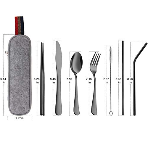 Travel Utensils Set With Case, Reusable Stainless Steel Silverware Flatware  Set Portable Cutlery Eating Utensils Set With Case For Lunch Boxes  Workplace Camping School, Dishwasher Safe, Stainless Steel Travel Utensils  Set 