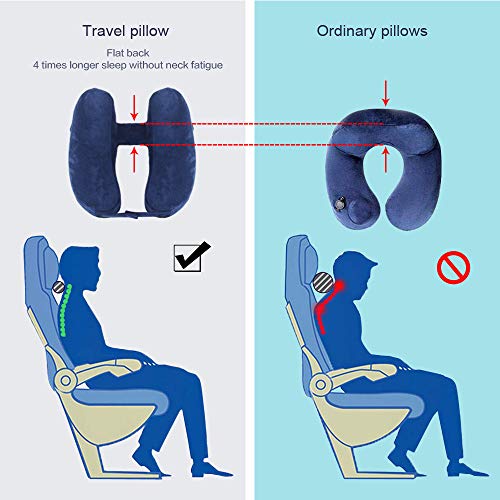 Maitys 5 Pieces Inflatable Travel Pillow Portable Compact Air Pillow  Flocked Fabric Backpacking Pillow for Camping Hiking Home Office Sleeping  Neck Head Lumbar Support Airplane Trip 5 Colors