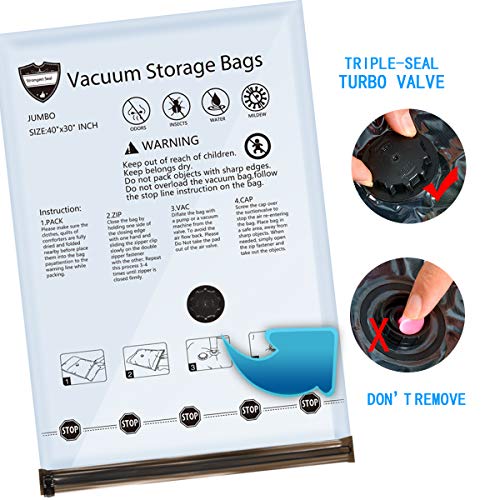 SUOCO 8 Jumbo Vacuum Storage Bags, Space Saver Bags with Travel Hand Pump,  Compression Airtight Sealer Bags for Clothes, Bedding, Pillows, Comforters