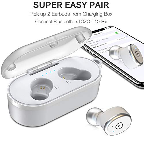 True Wireless Stereo Bluetooth Earbuds with Charging Case, Bluetooth 5.0  in-Ear Stereo Headphones, Built-in Mic, Premium Sound Earphones, Deep Bass