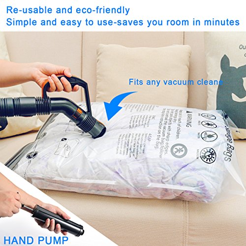 Spacesaver Premium *Jumbo* Vacuum Storage Bags (Works with Any Vacuum  Cleaner + Free Hand-Pump for Travel!) Double-Zip Seal and Triple Seal