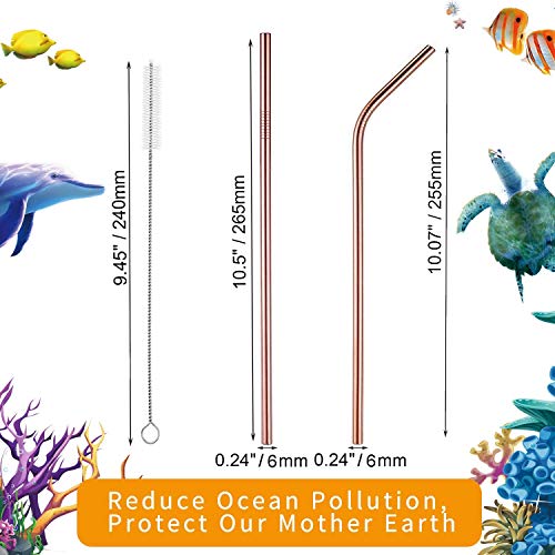 Reusable Stainless Steel Metal drinking Straws- Long 10.5 for