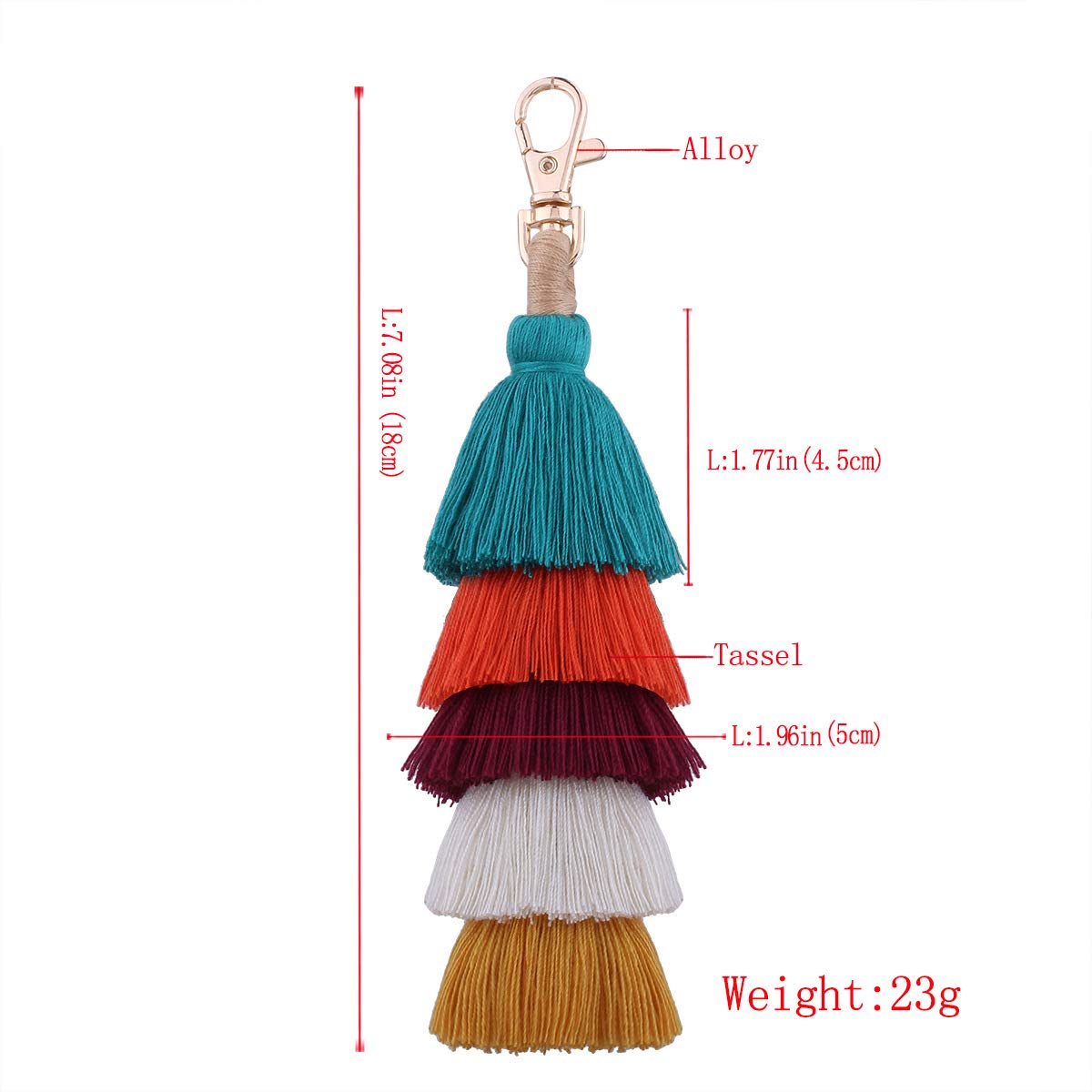 I-BOSOM Colorful Boho Pom Pom Tassel Bag Charm Key Chain (A style